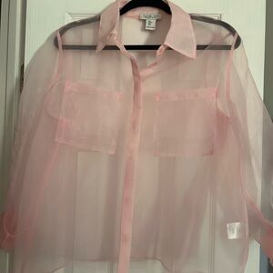 Rachel Zoe Sheer Pink Button Down Shirt